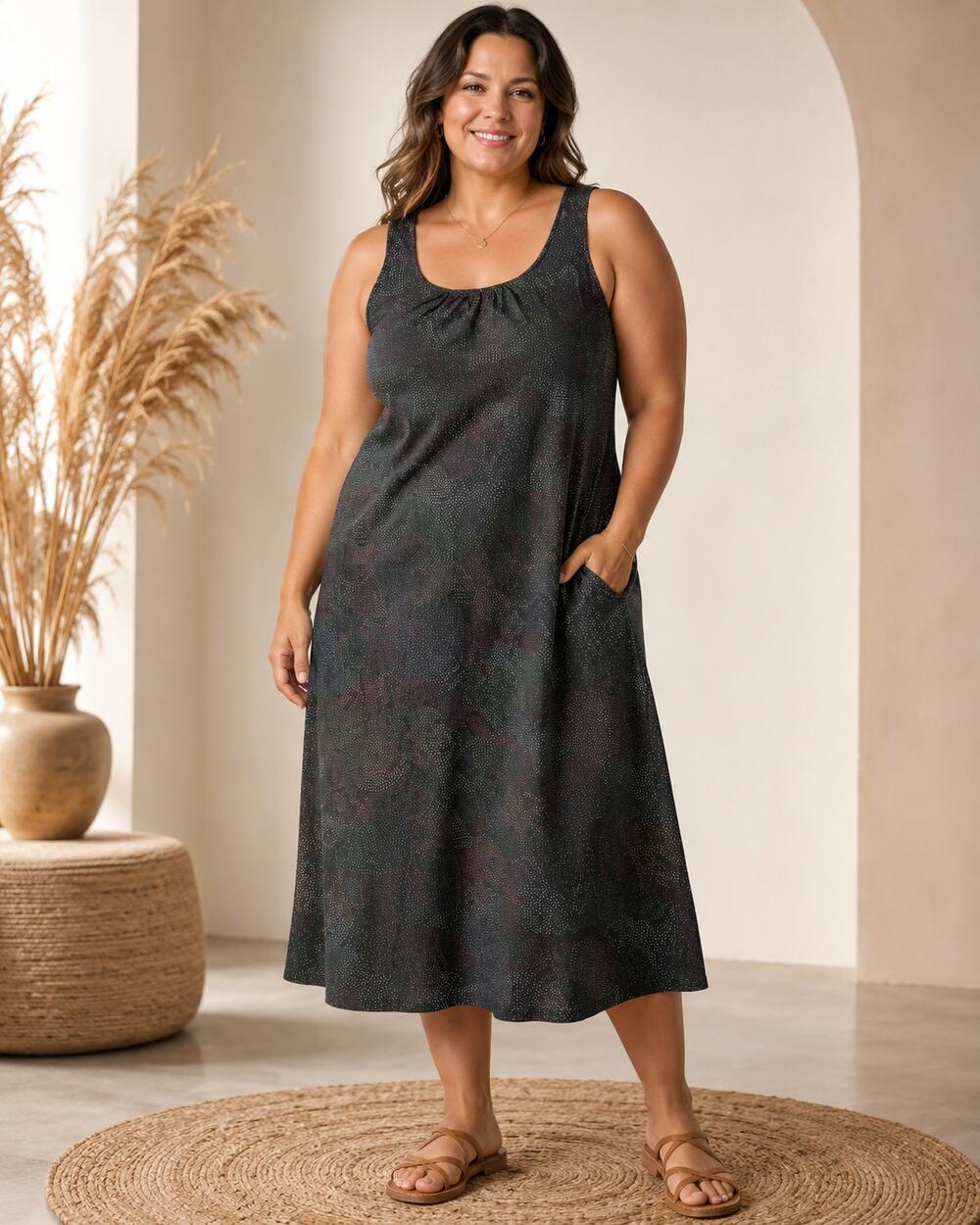 prAna Skypath Dress XL Deep Pine Dotty Performance Knit Midi Dress NWT vacation